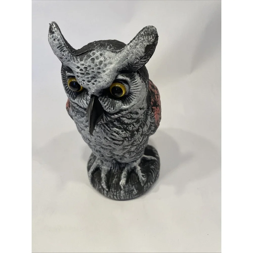 Owl Decoy to Scare Birds Away - 10.5 in Two Color Great Horned Owl